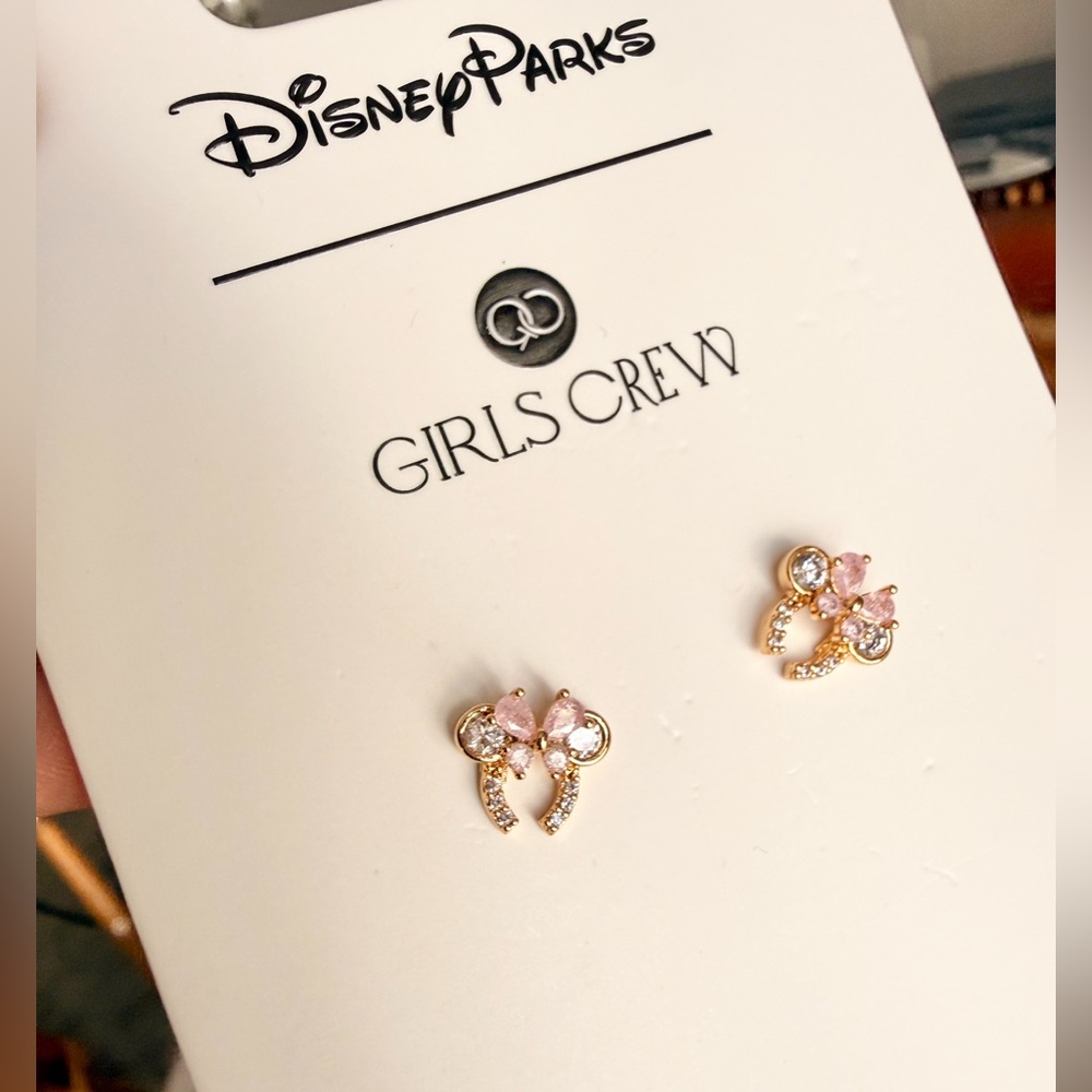 NWT Girls Crew Disney Parks Minnie Mouse Pink Bow Ear Headband Earrings